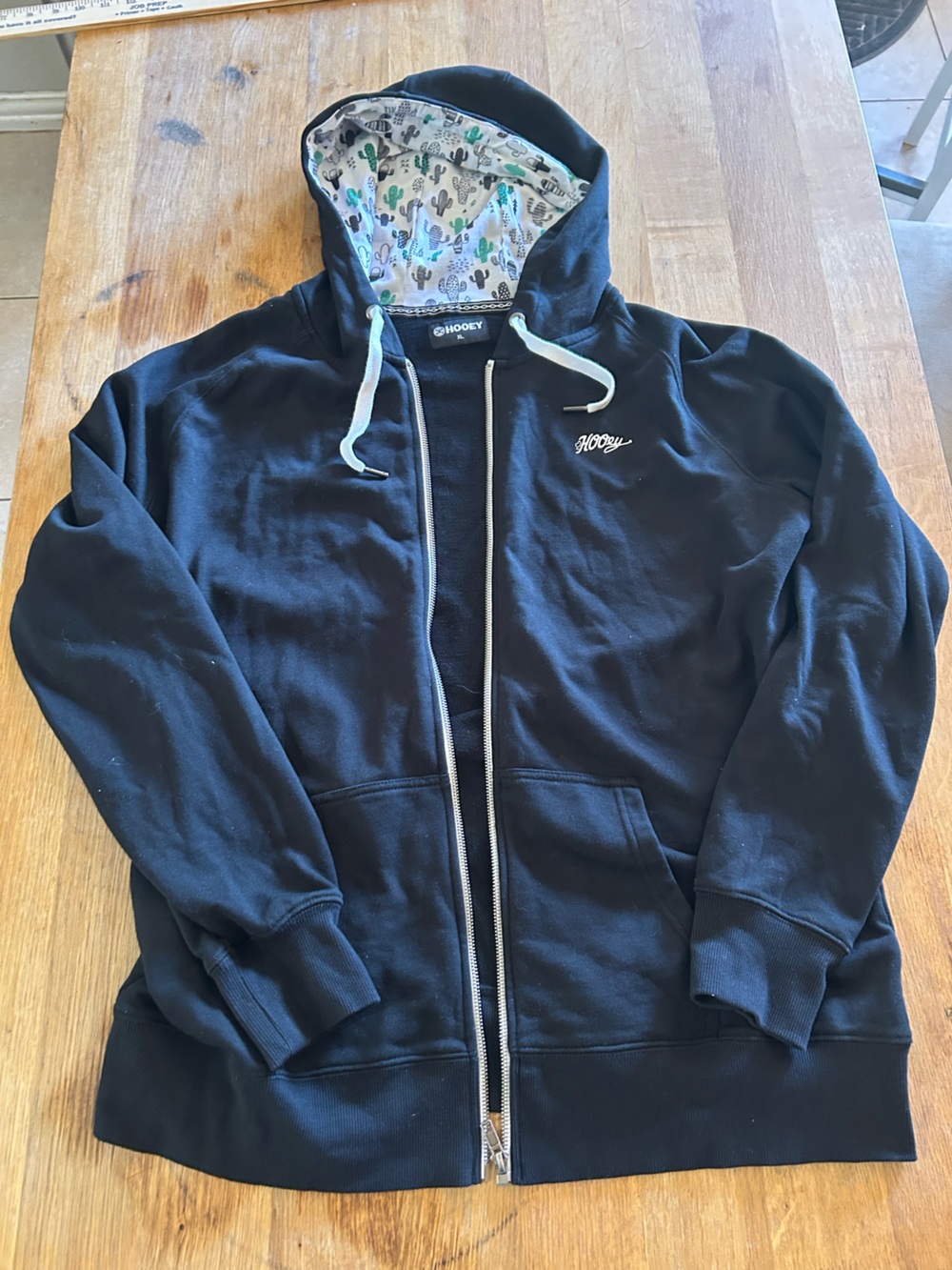 Hooey Black Full-Zip Windbreaker Hoodie with Cactus-Lined Hood